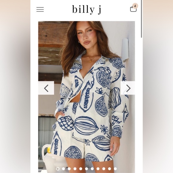 Billy J Holiday Top and Shorts Set - Blue Print - Picture 1 of 2